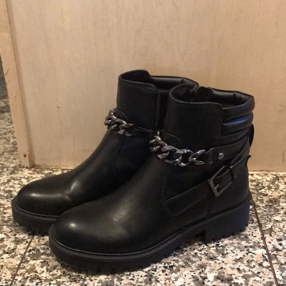 Black boots with silver accents